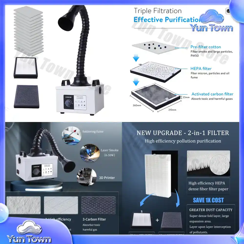 Industrial Laser Fume Extractor - 100W Motor Laser Smoke Purifier with