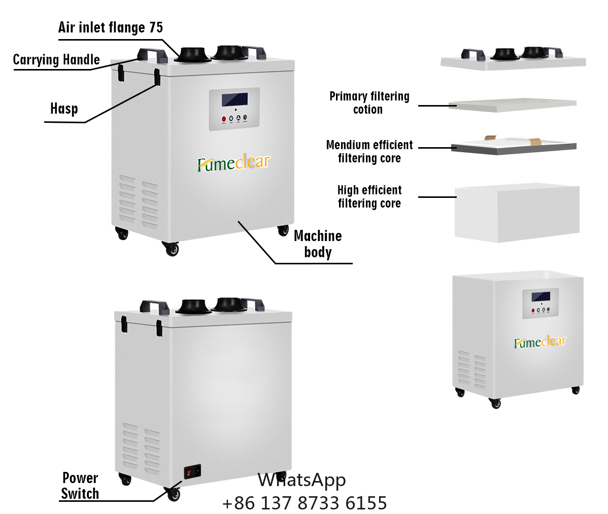 Industrial Laser Fume Extractor - CE Approved Portable Fume Extractor For