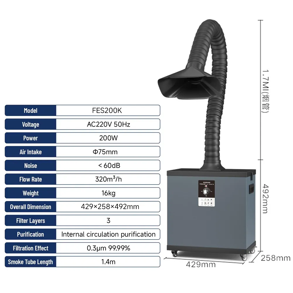 KNOKOO 200W Industrial Dust Fi - Fume Extractor Laser 评论和价格